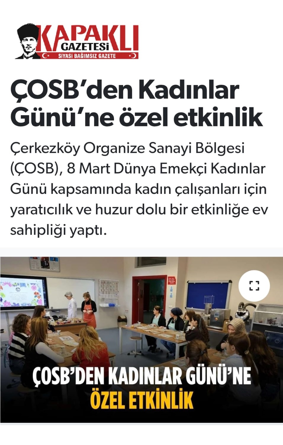 ÇOSB’den Kadınlar Günü’ne özel etkinlik