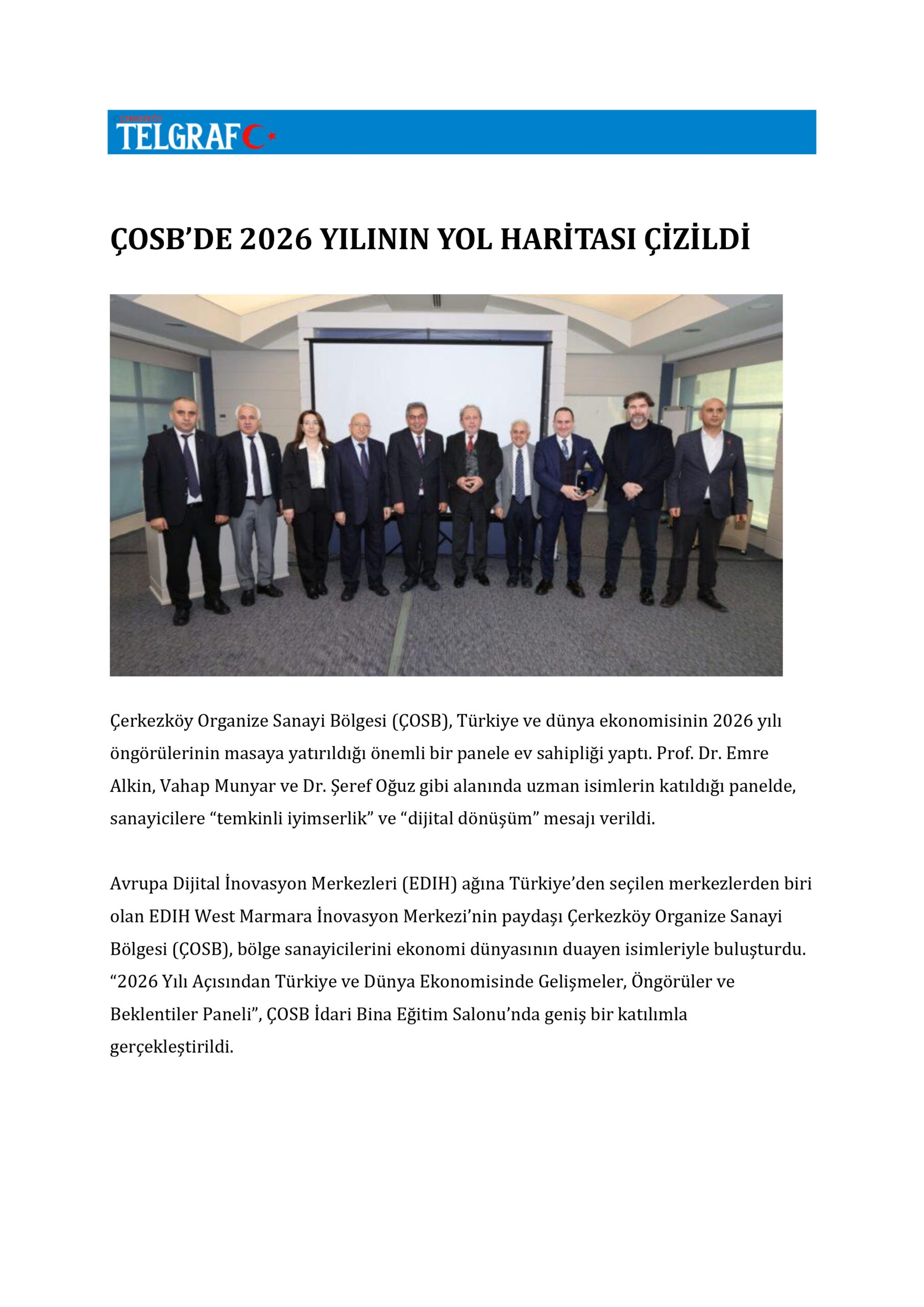 ÇOSB’DE 2026 YILININ YOL HARİTASI ÇİZİLDİ
