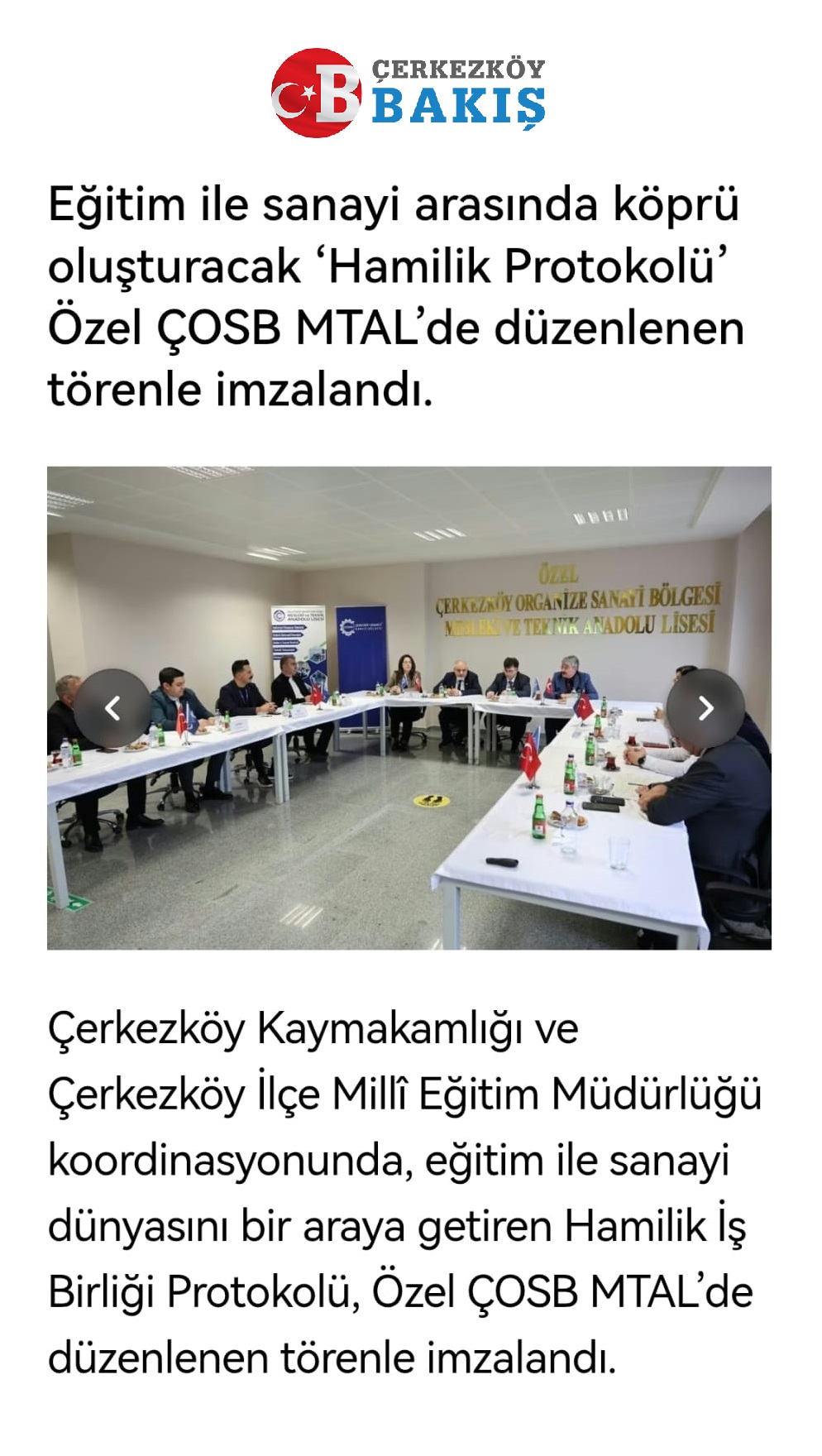 Çerkezköy’de okul-sanayi iş birliği güçleniyor