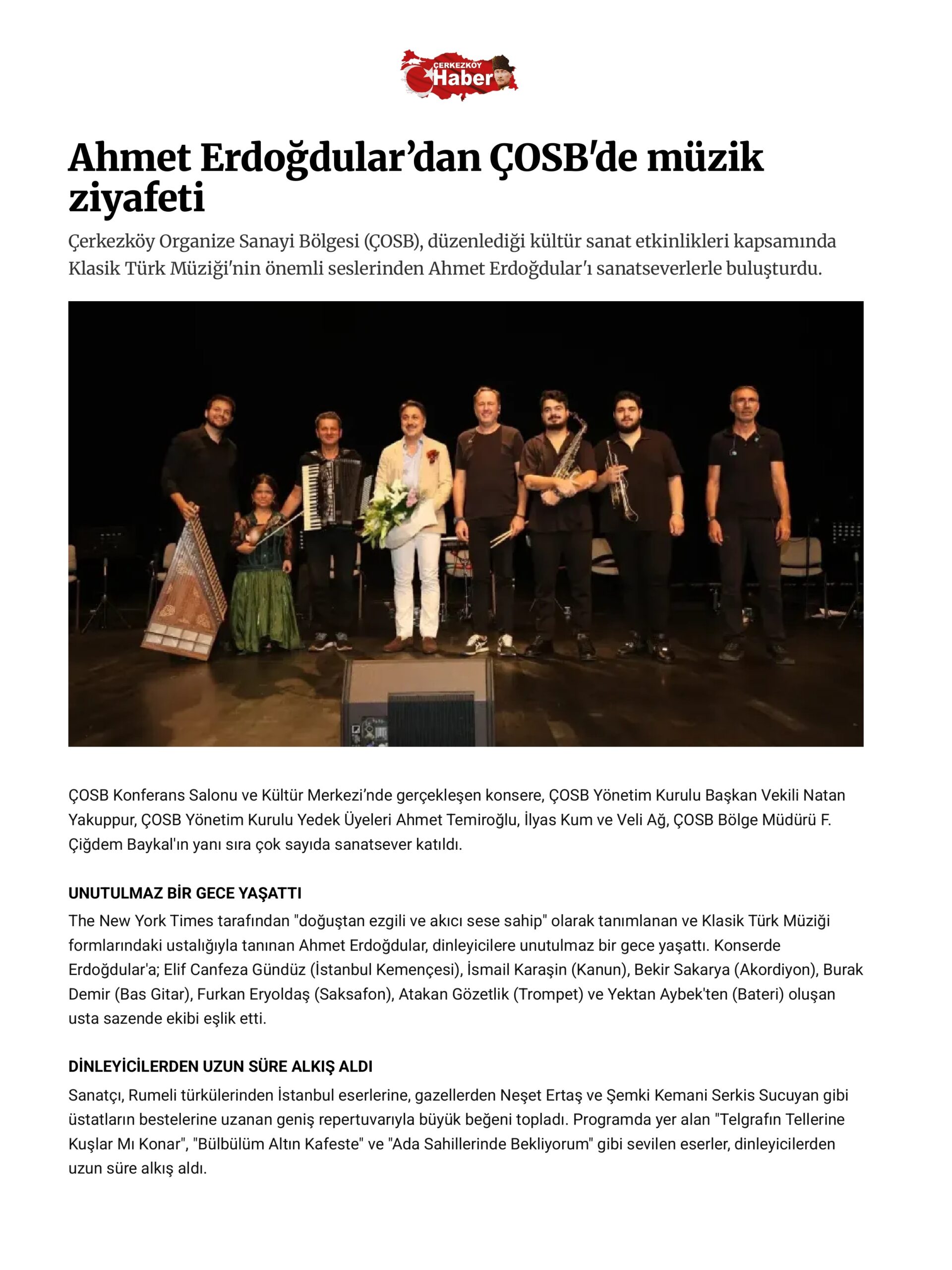 Ahmet Erdoğdular’dan ÇOSB'de müzik ziyafeti
