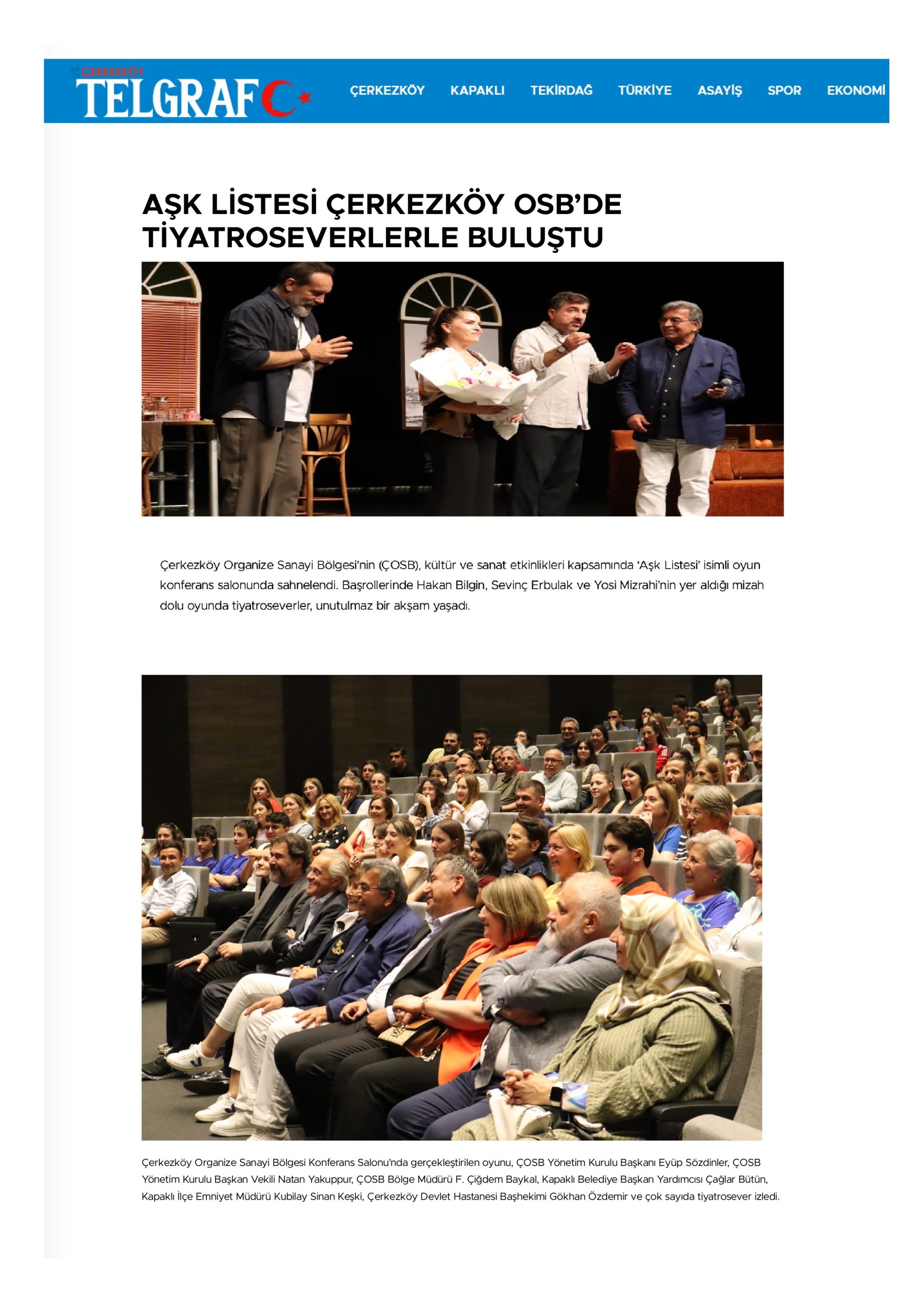 AŞK LİSTESİ ÇERKEZKÖY OSB’DE TİYATROSEVERLERLE BULUŞTU