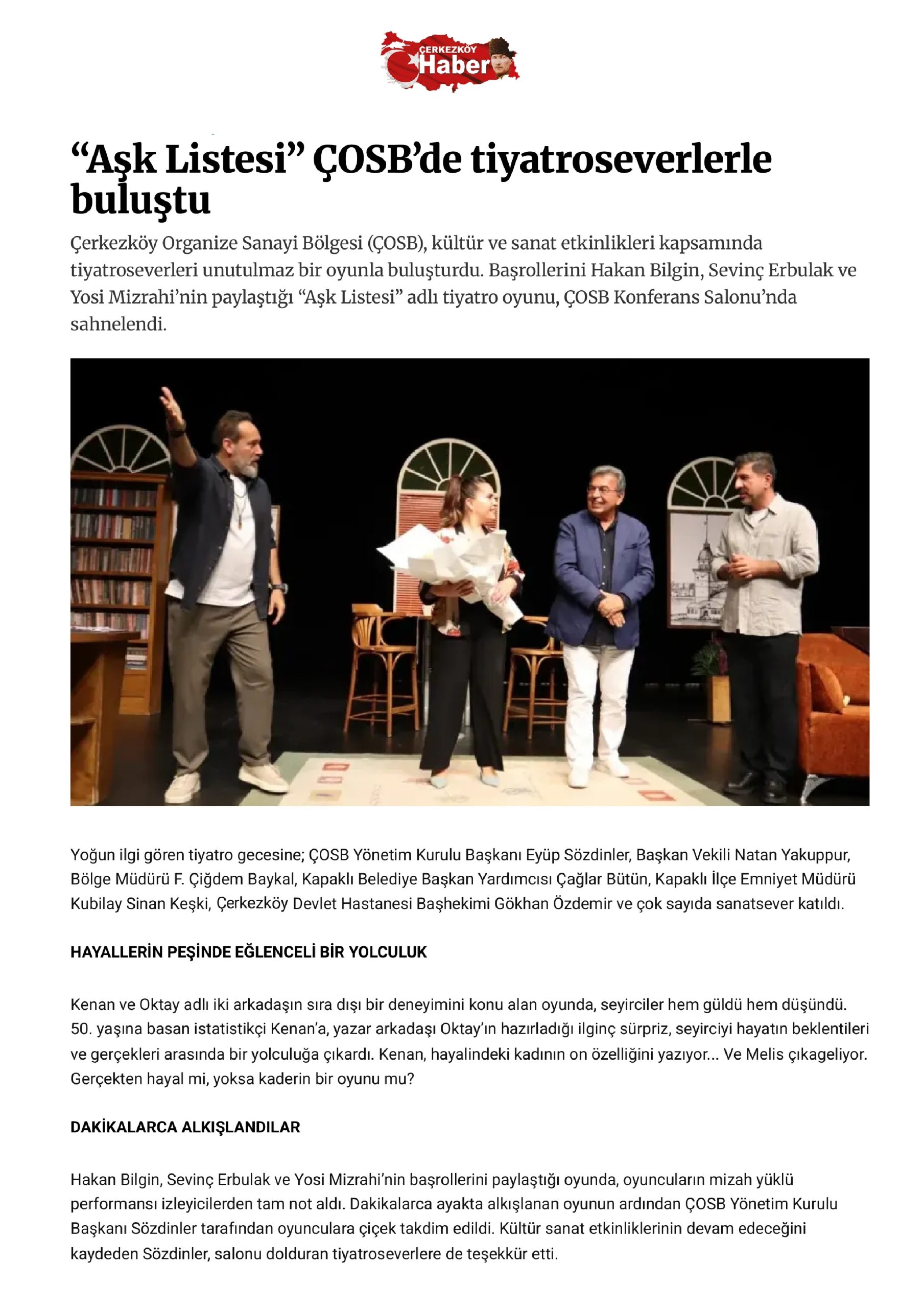 “Aşk Listesi” ÇOSB’de tiyatroseverlerle buluştu