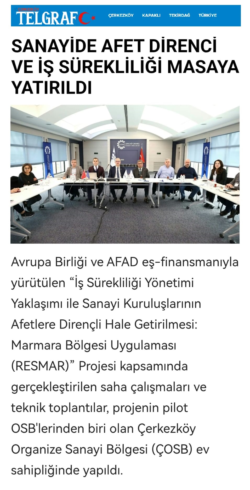 SANAYİDE AFET DİRENCİ VE İŞ SÜREKLİLİĞİ MASAYA YATIRILDI