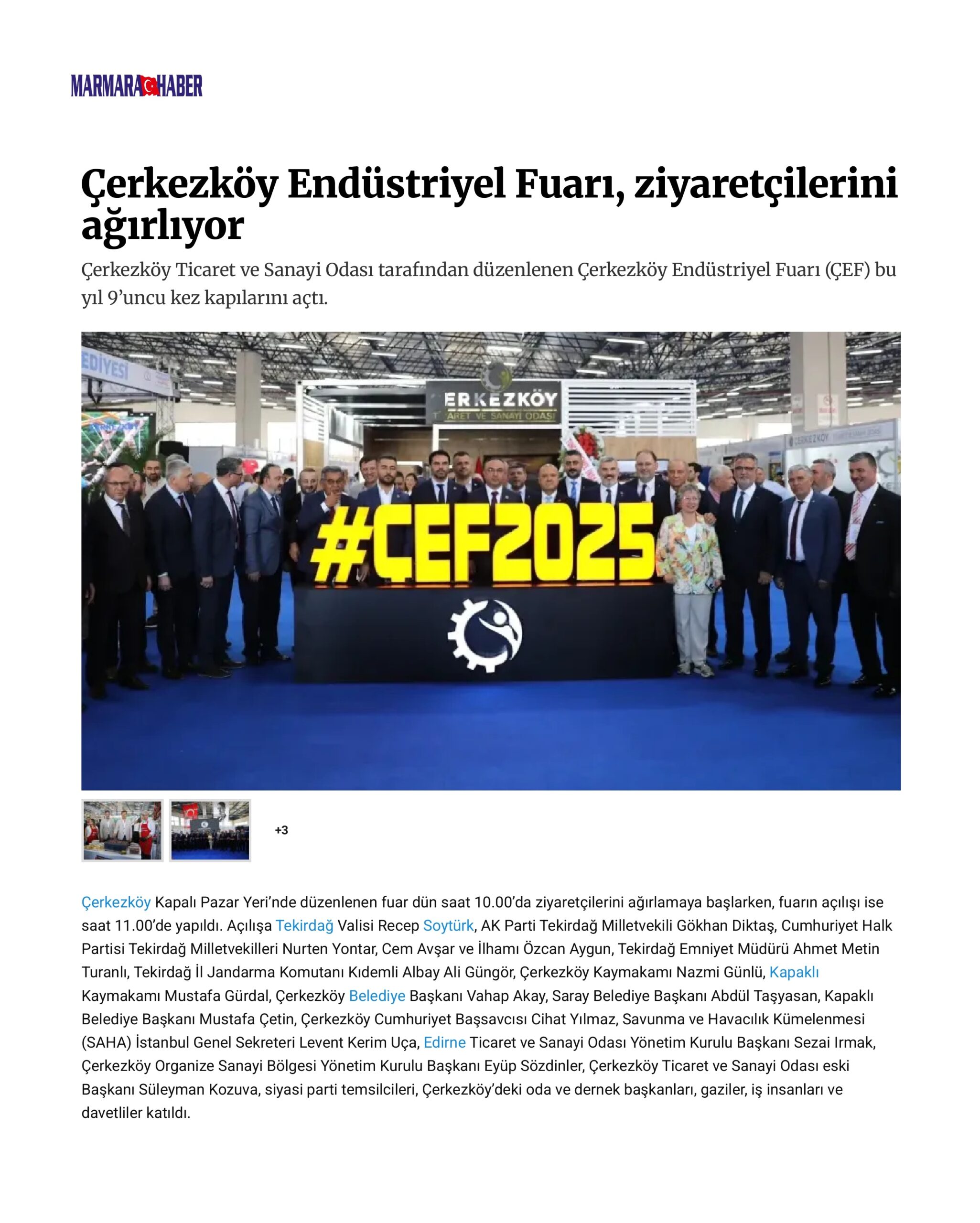 Çerkezköy Endüstriyel Fuarı, ziyaretçilerini ağırlıyor