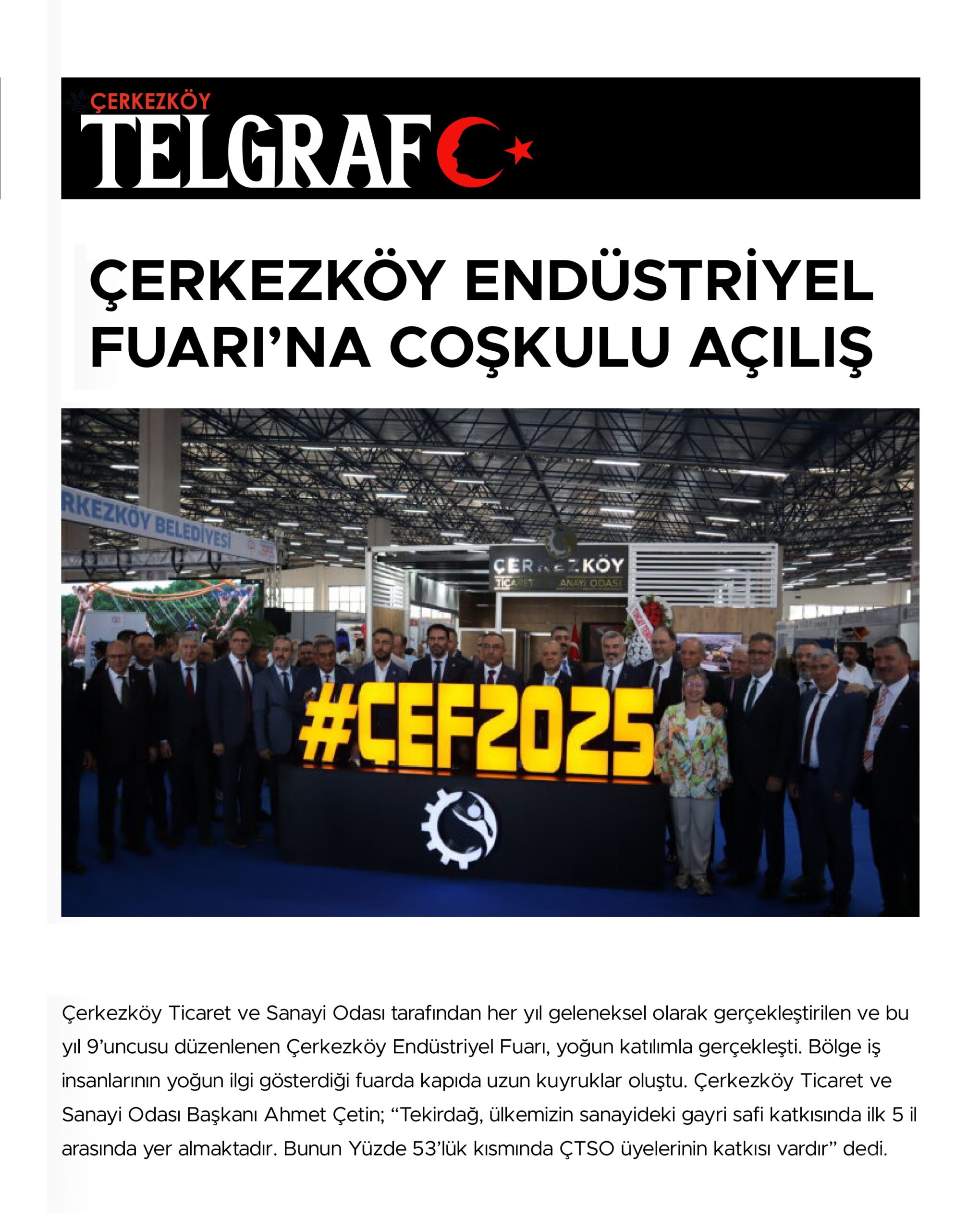 ÇERKEZKÖY ENDÜSTRİYEL FUARI’NA COŞKULU AÇILIŞ