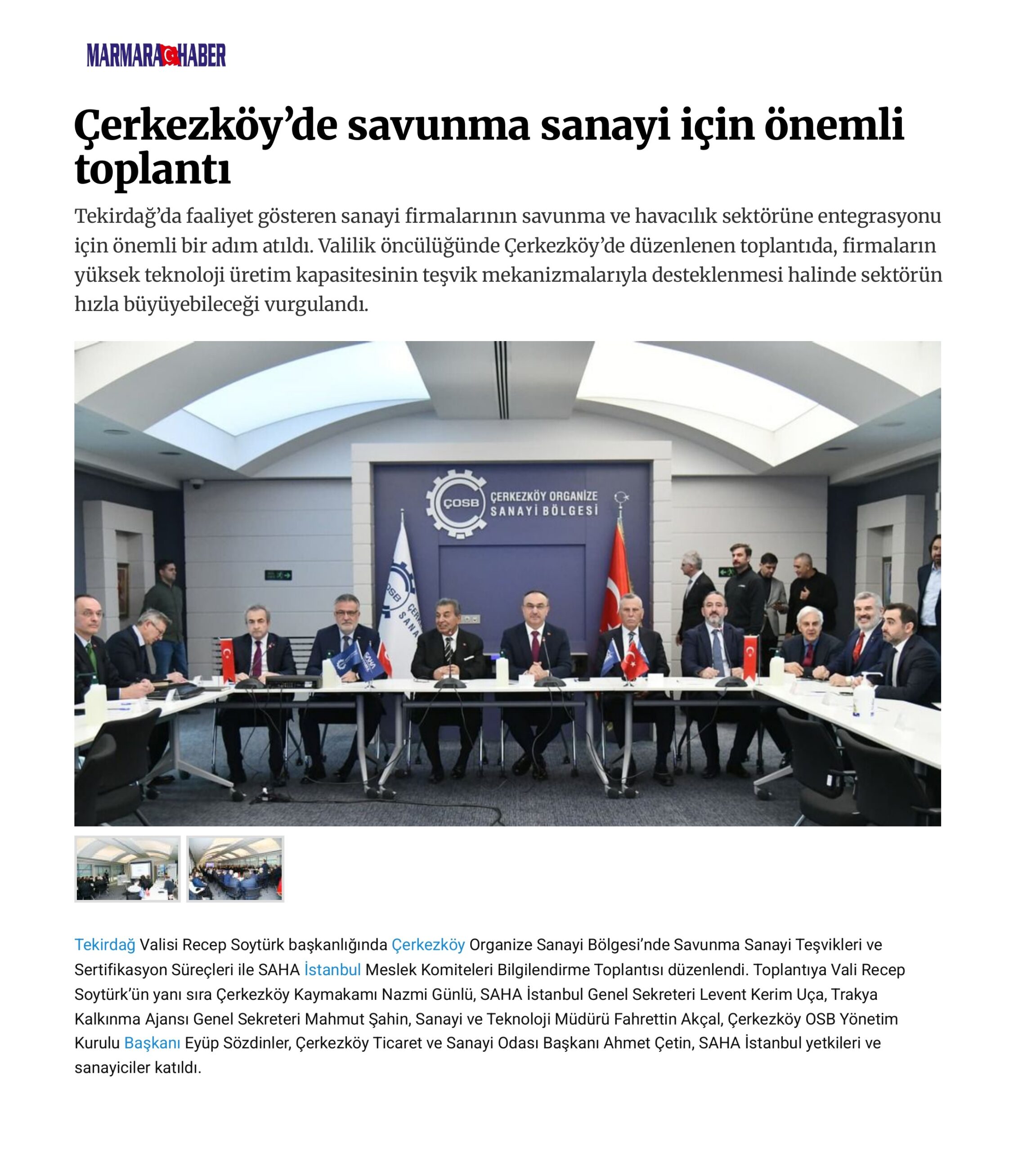 Çerkezköy’de savunma sanayi için önemli toplantı