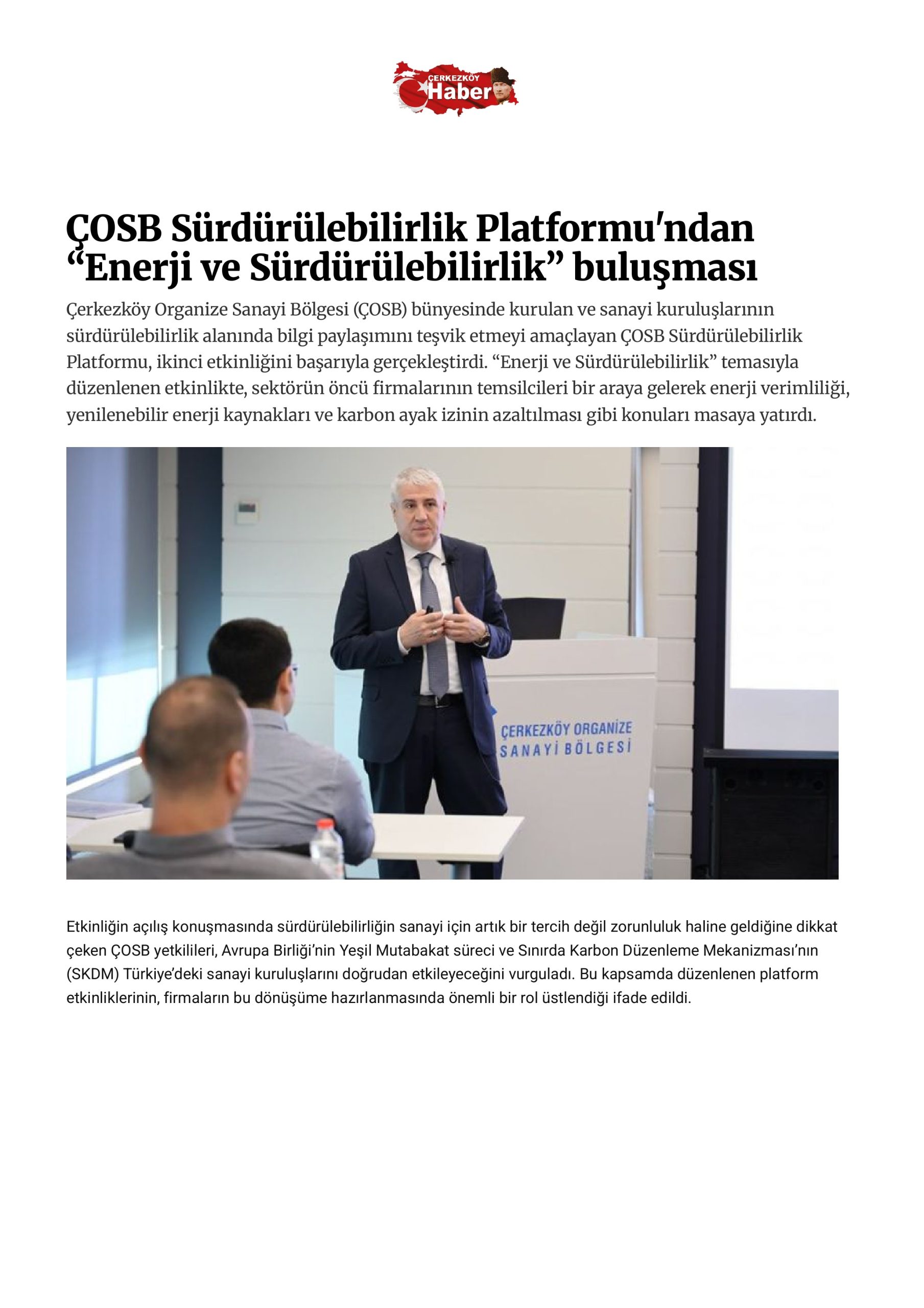 ÇOSB Sürdürülebilirlik Platformu'ndan “Enerji ve Sürdürülebilirlik” buluşması