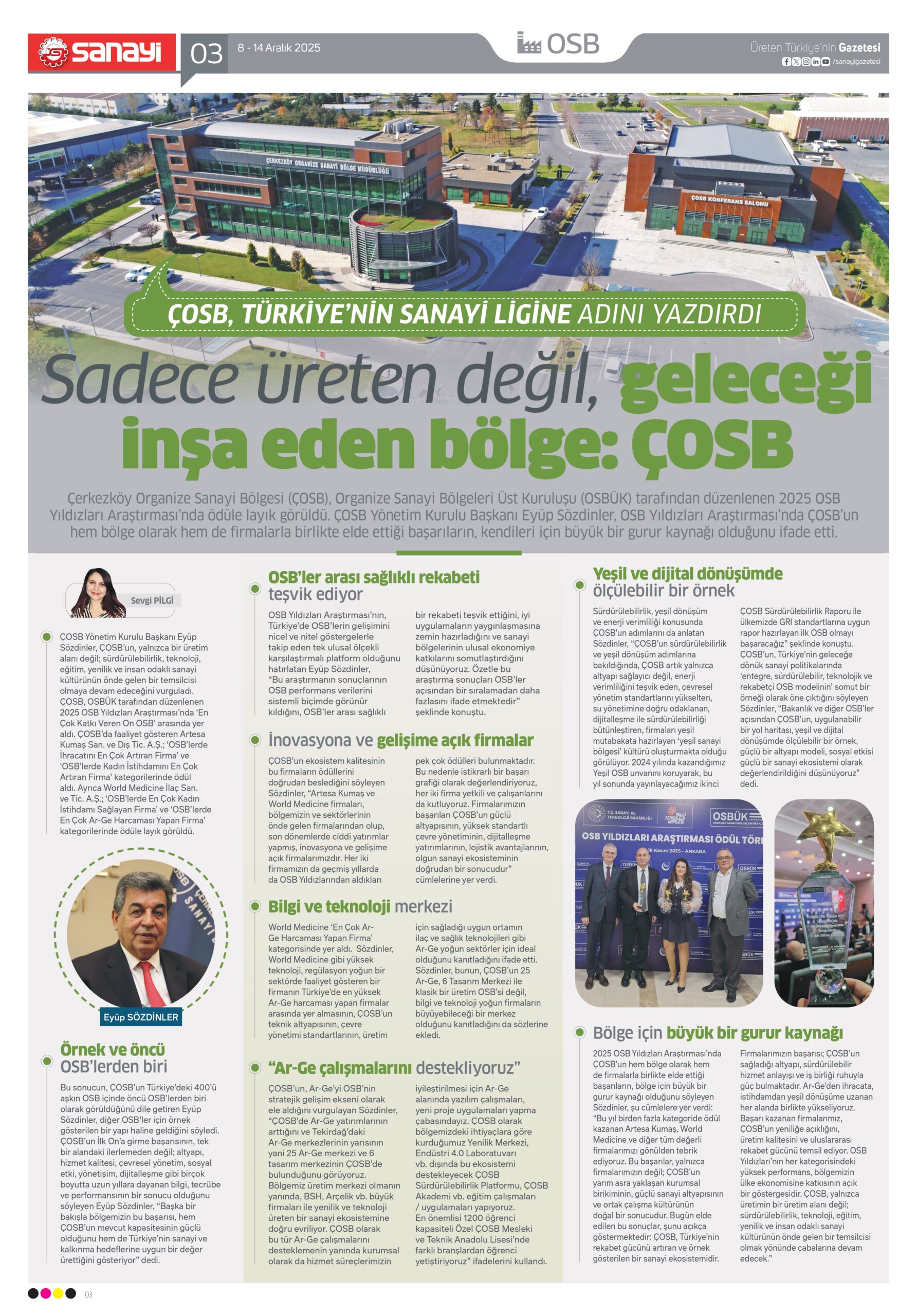 ÇOSB, TÜRKİYE'NİN SANAYİ LİGİNE ADINI YAZDIRDI