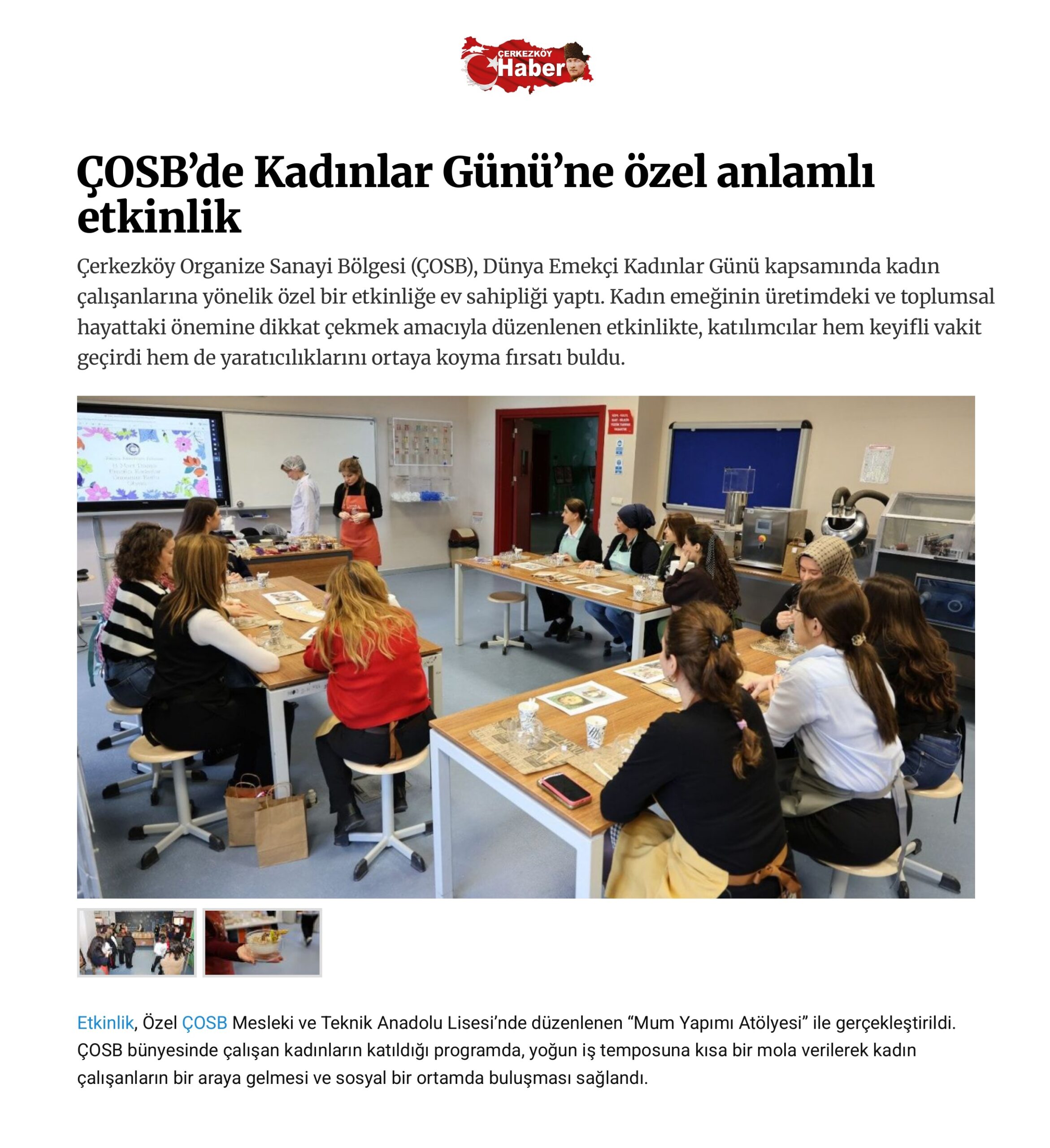 ÇOSB’de Kadınlar Günü’ne özel anlamlı etkinlik