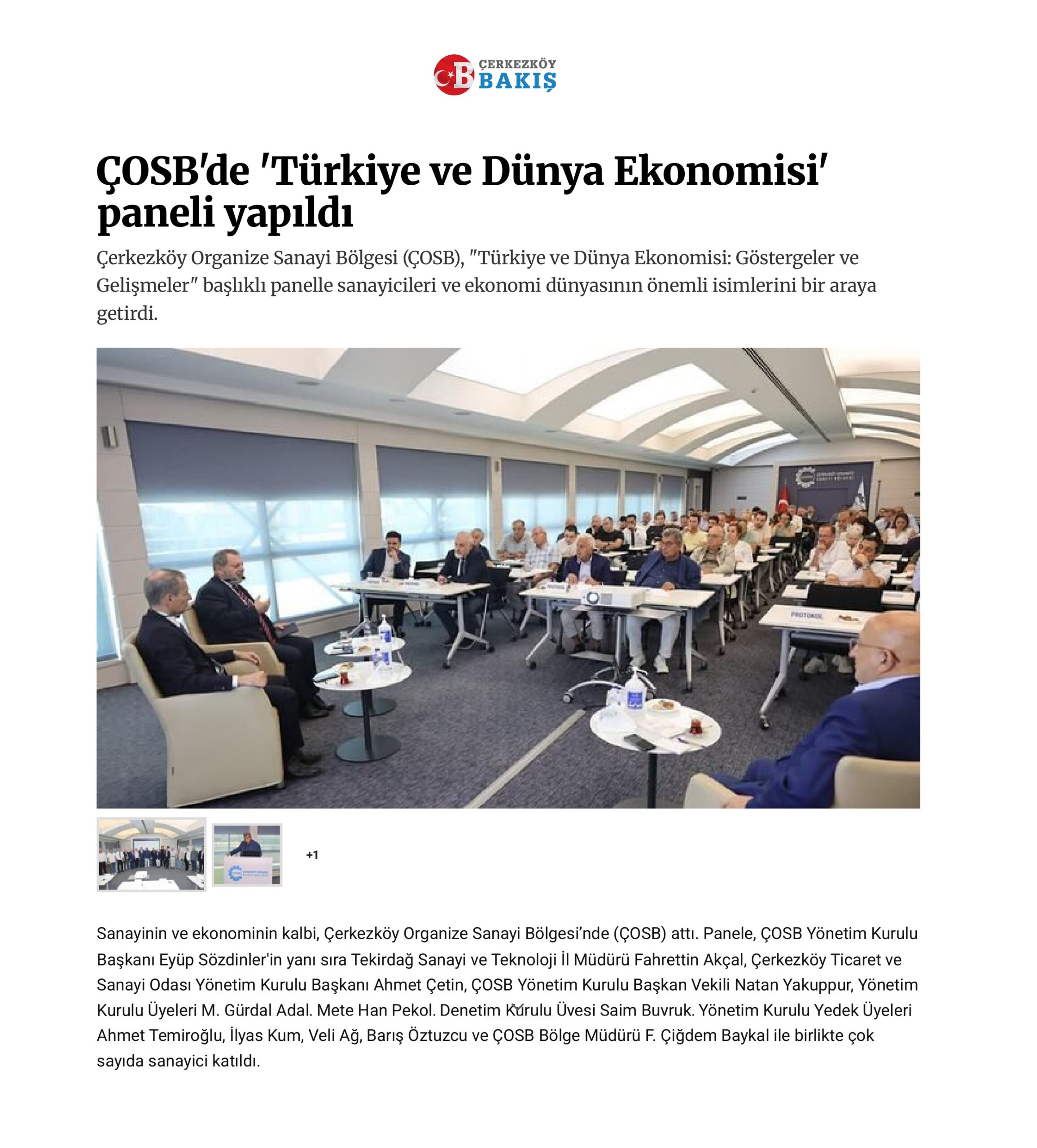 ÇOSB'de 'Türkiye ve Dünya Ekonomisi' paneli yapıldı