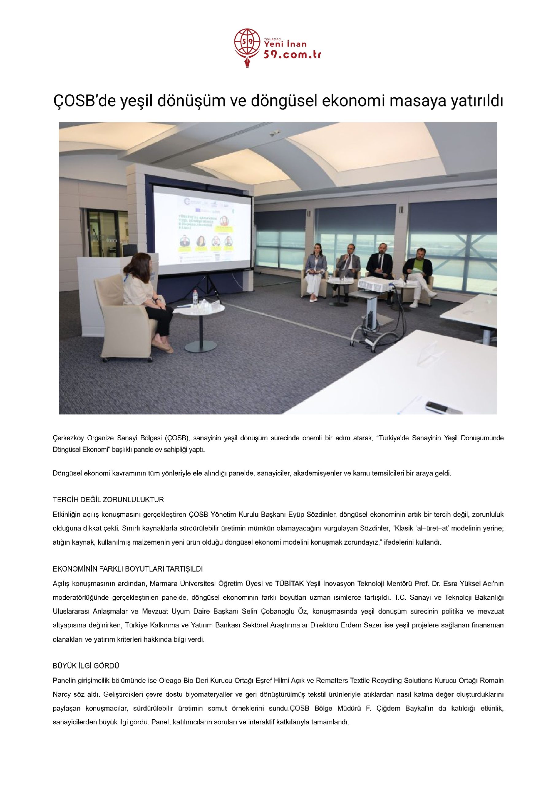 ÇOSB’de yeşil dönüşüm ve döngüsel ekonomi masaya yatırıldı