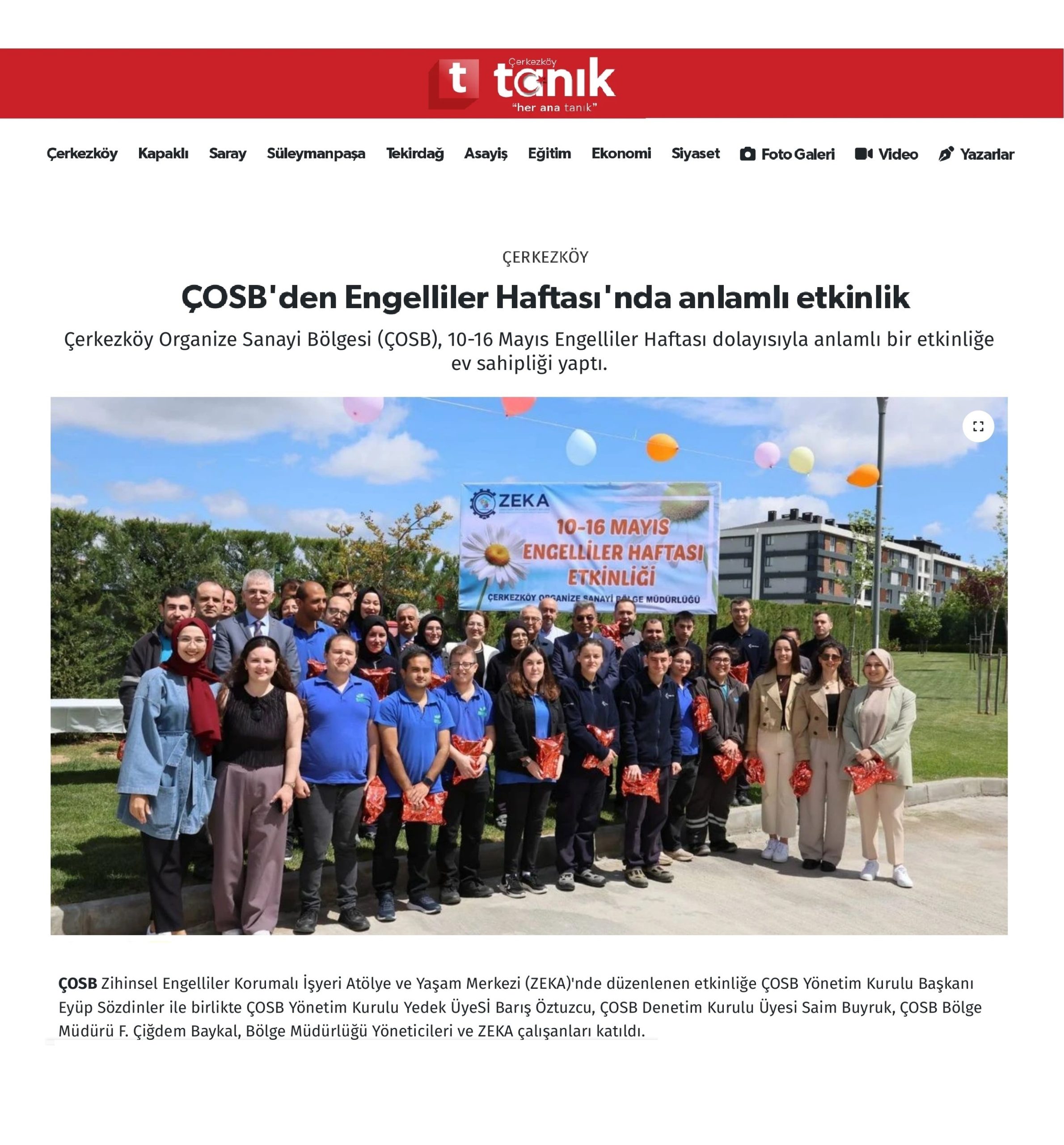 ÇOSB'den Engelliler Haftası'nda anlamlı etkinlik