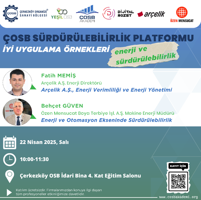 ÇOSB SÜRDÜRÜLEBİLİRLİK PLATFORMU İYİ UYGULAMA ÖRNEKLERİ