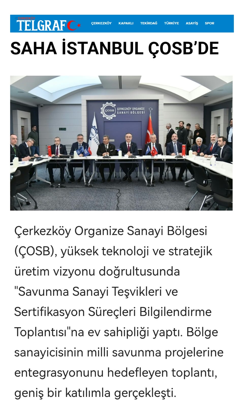 SAHA İSTANBUL ÇOSB’DE