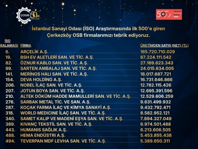 “Türkiye’nin En Büyük 500 Sanayi Kuruluşu-2025” araştırmasının sonuçları açıklandı.