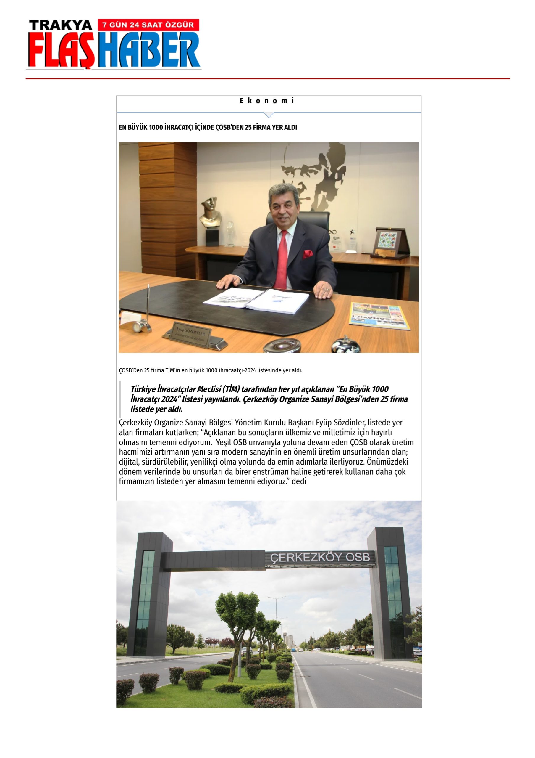 EN BÜYÜK 1000 İHRACATÇI İÇİNDE ÇOSB’DEN 25 FİRMA YER ALDI