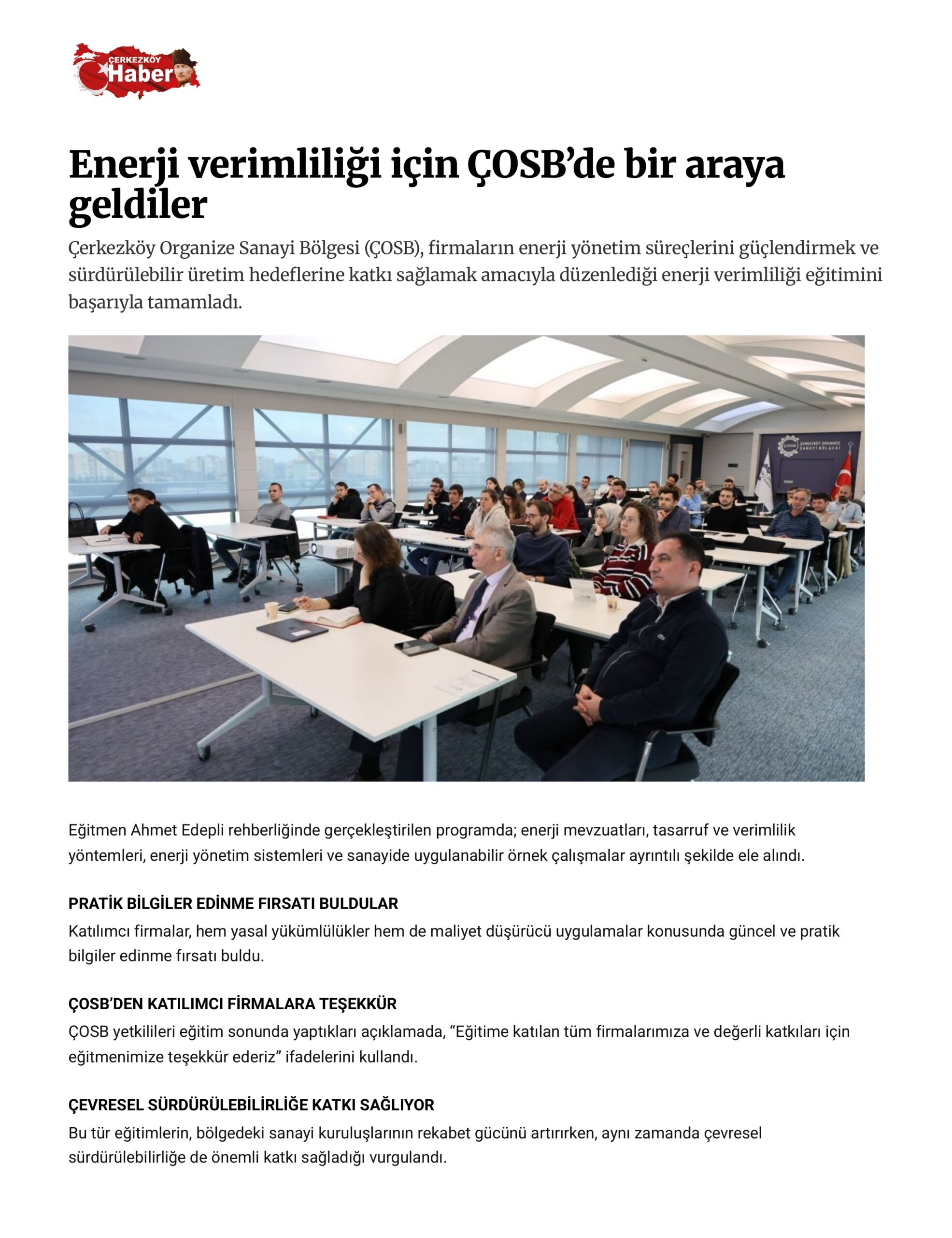 Enerji verimliliği için ÇOSB’de bir araya geldiler