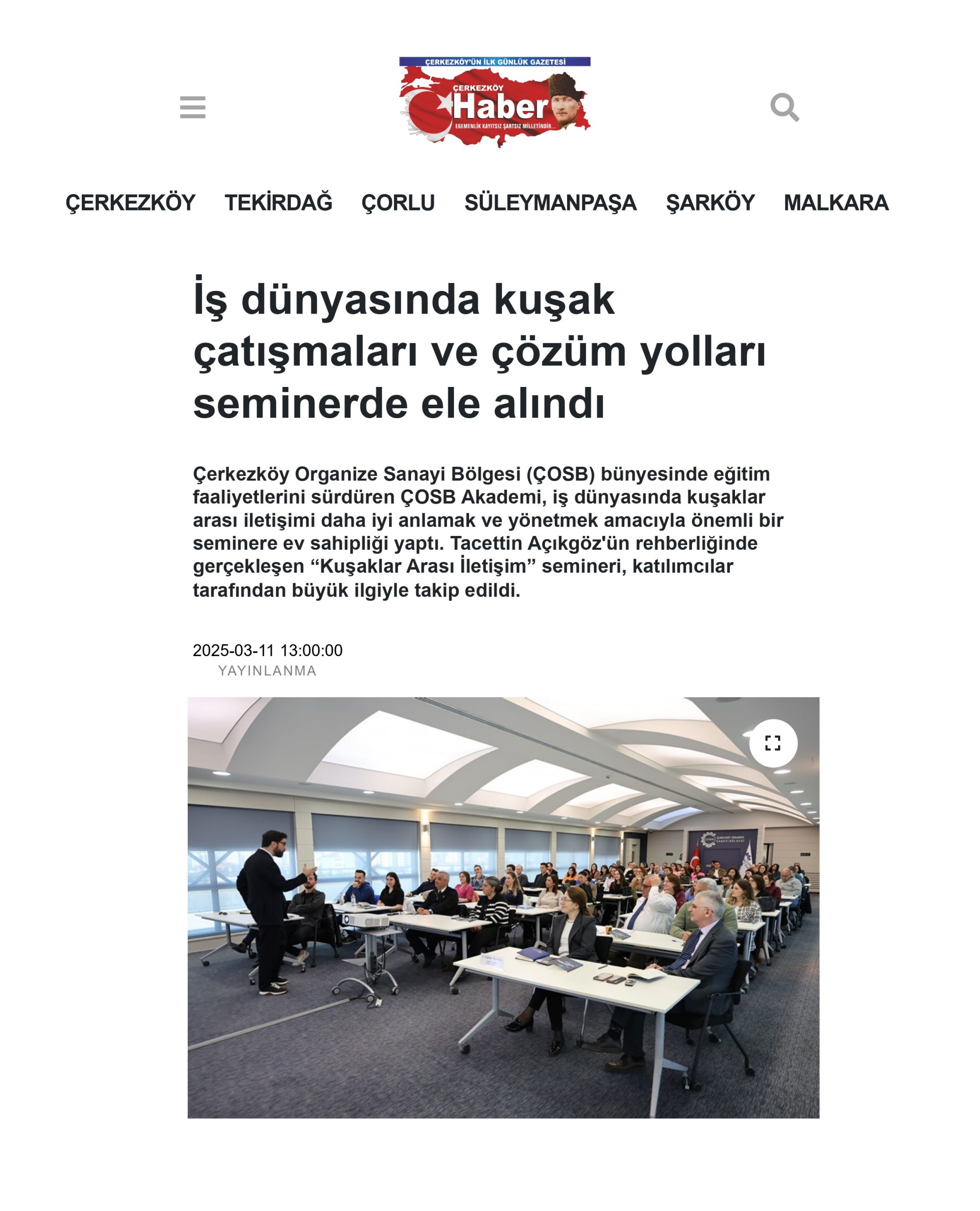 İş dünyasında kuşak çatışmaları ve çözüm yolları seminerde ele alındı
