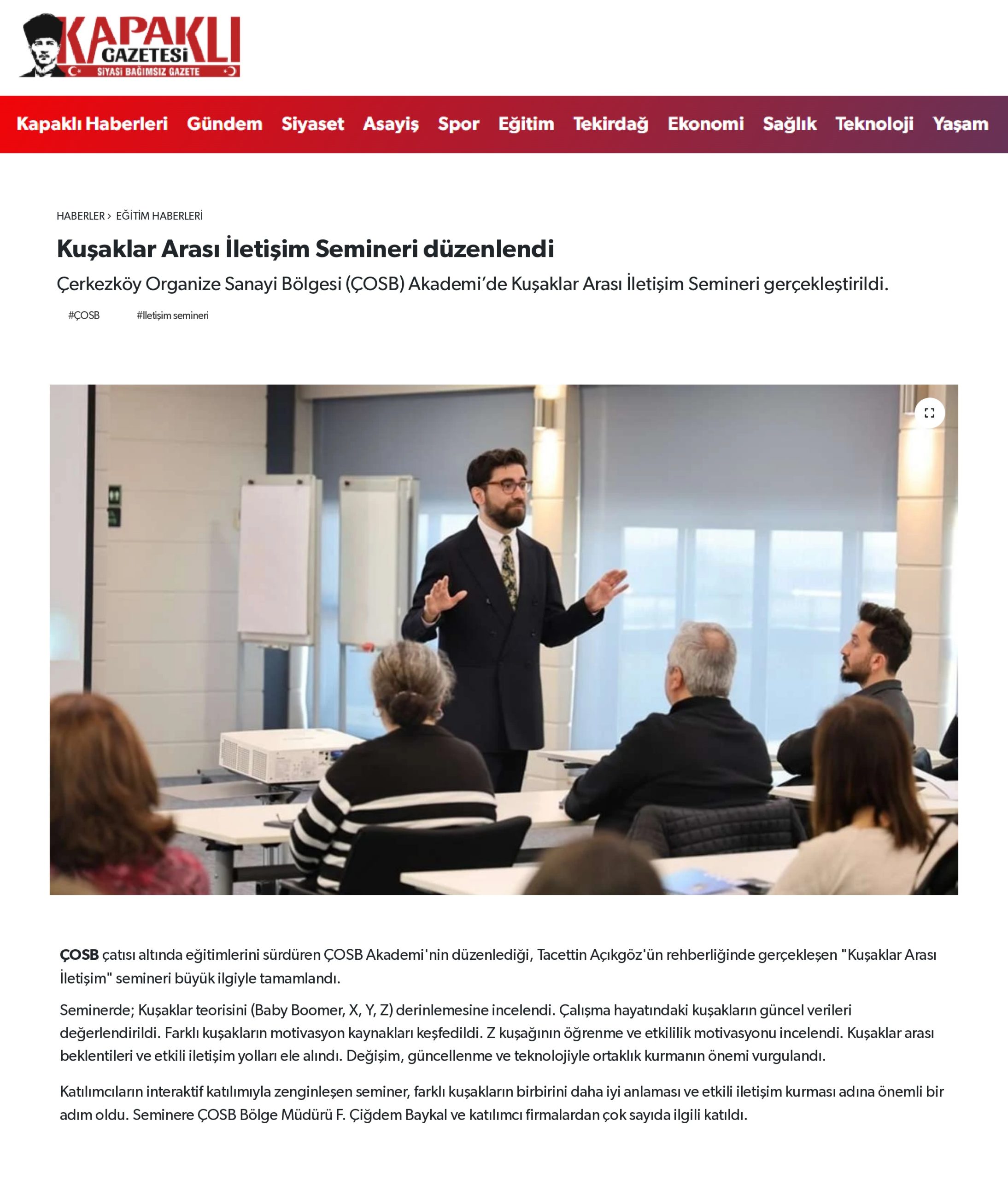 Kuşaklar Arası İletişim Semineri düzenlendi
