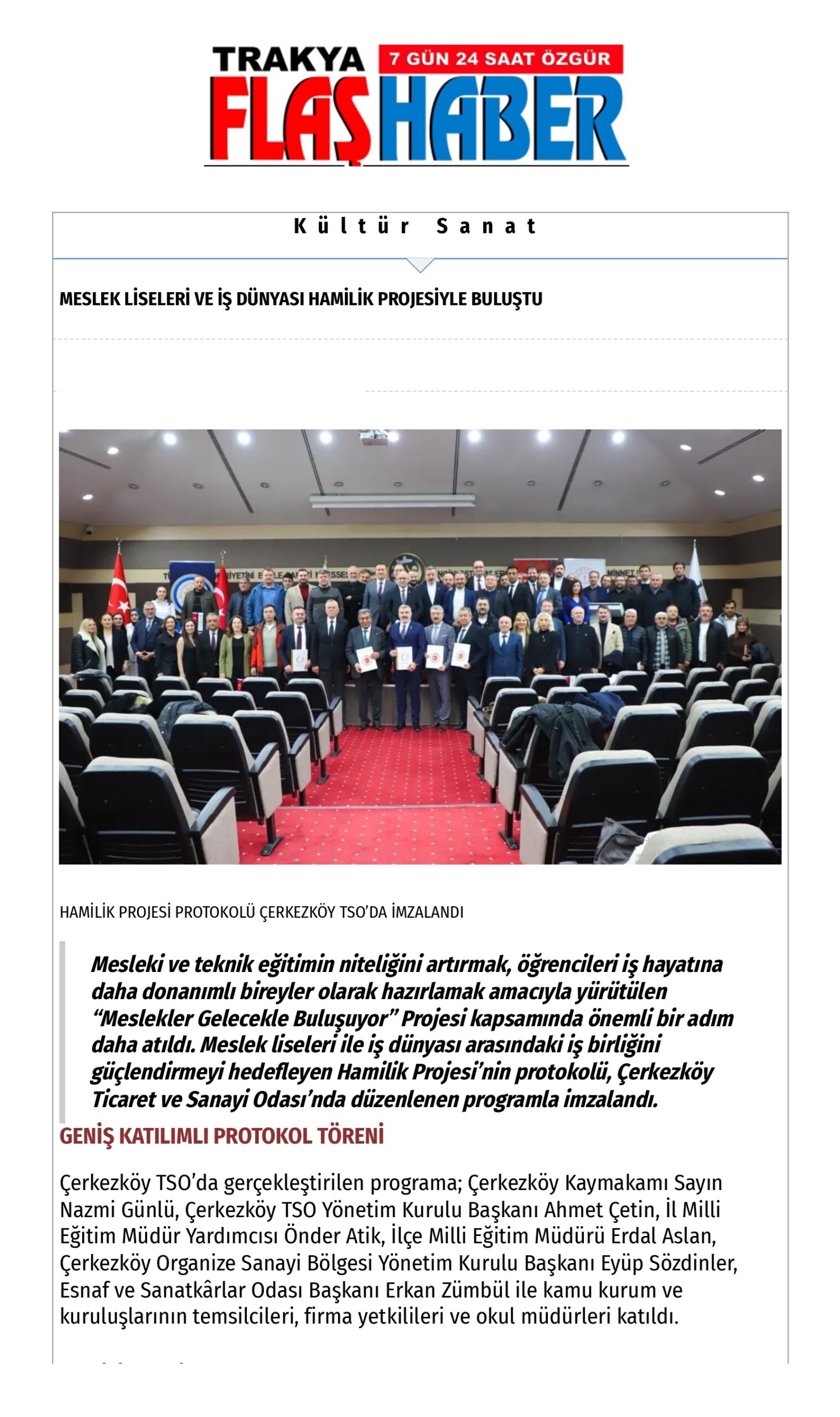 MESLEK LİSELERİ VE İŞ DÜNYASI HAMİLİK PROJESİYLE BULUŞTU