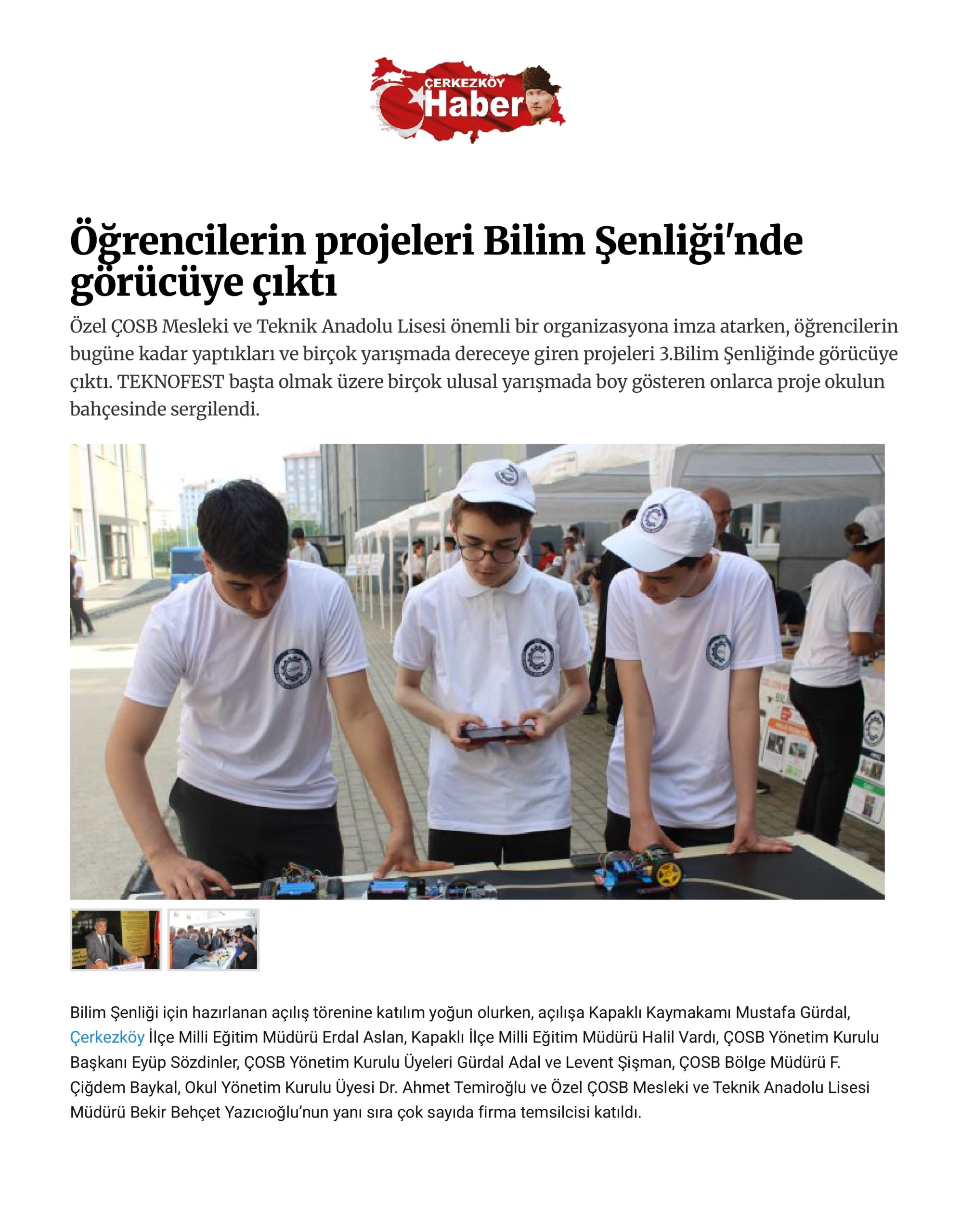 Öğrencilerin projeleri Bilim Şenliği'nde görücüye çıktı