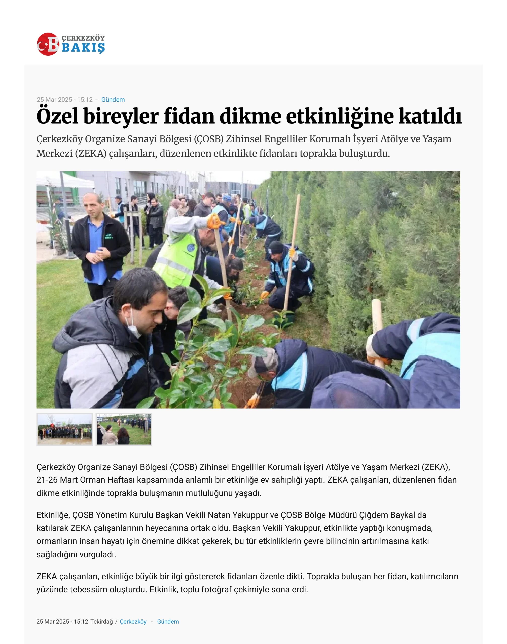 Özel bireyler fidan dikme etkinliğine katıldı