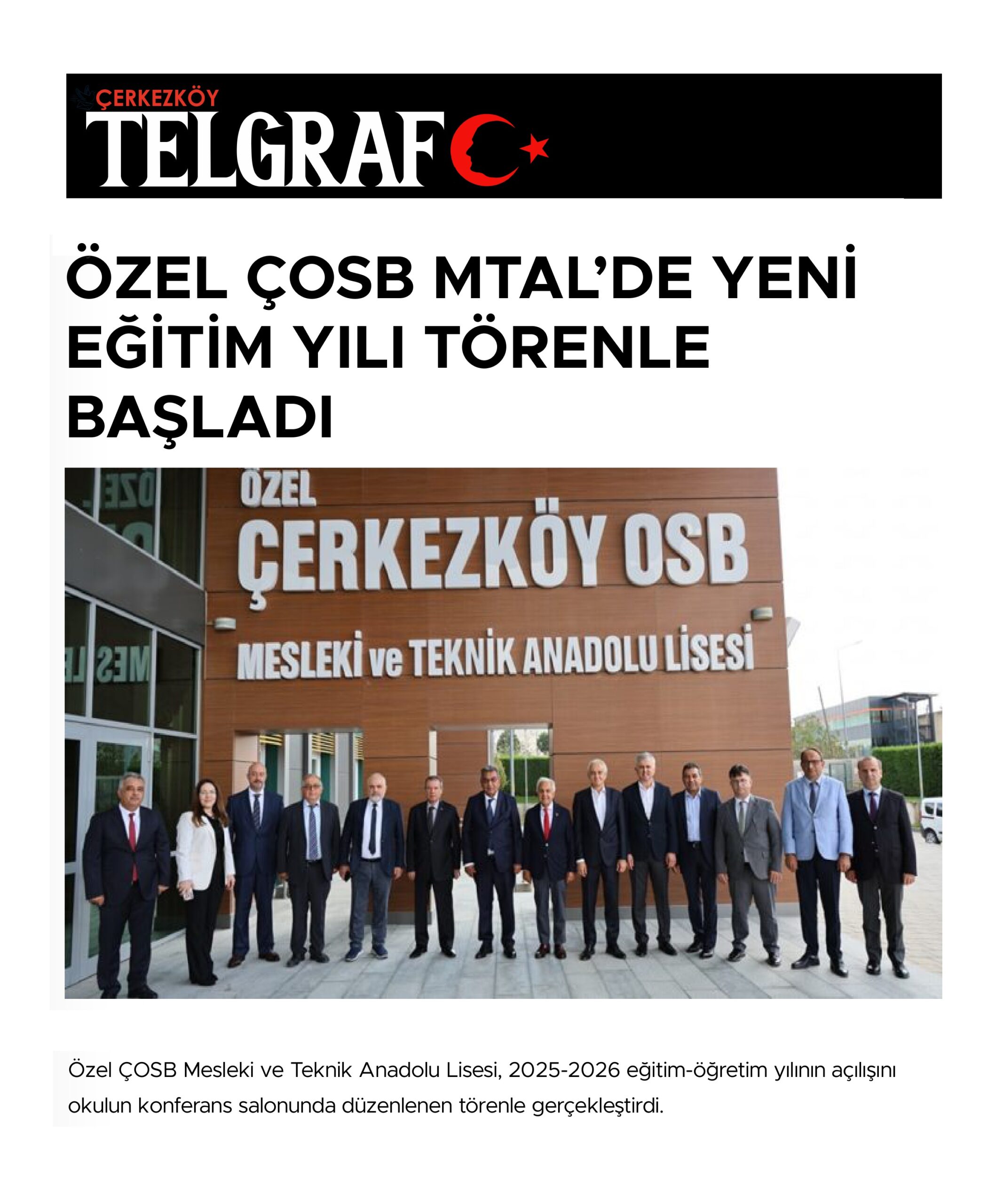 ÖZEL ÇOSB MTAL’DE YENİ EĞİTİM YILI TÖRENLE BAŞLADI