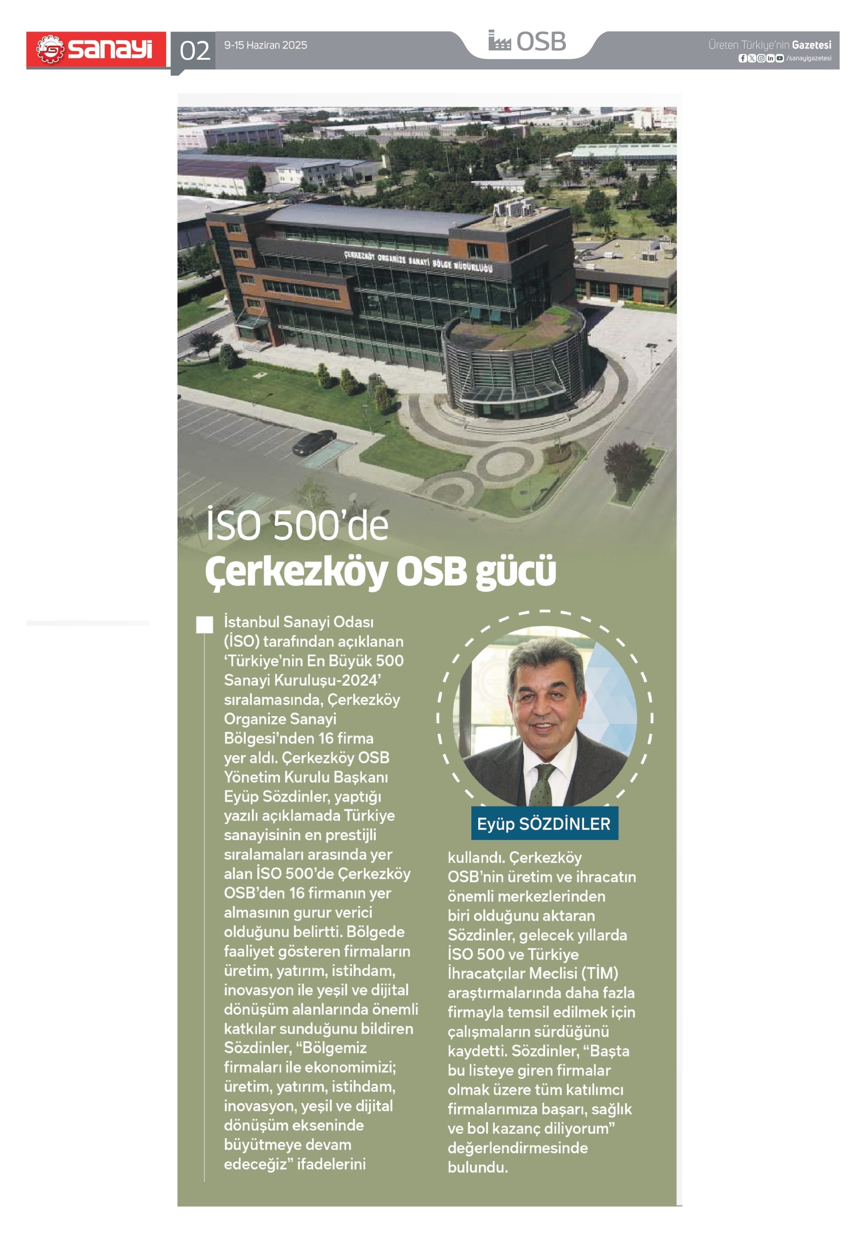 İSO 500’de Çerkezköy OSB gücü