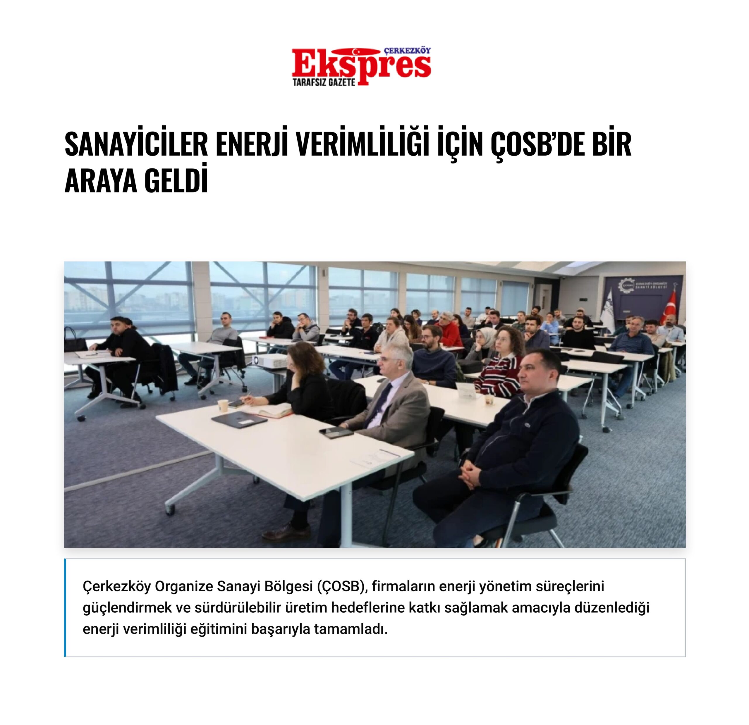 SANAYİCİLER ENERJİ VERİMLİLİĞİ İÇİN ÇOSB’DE BİR ARAYA GELDİ
