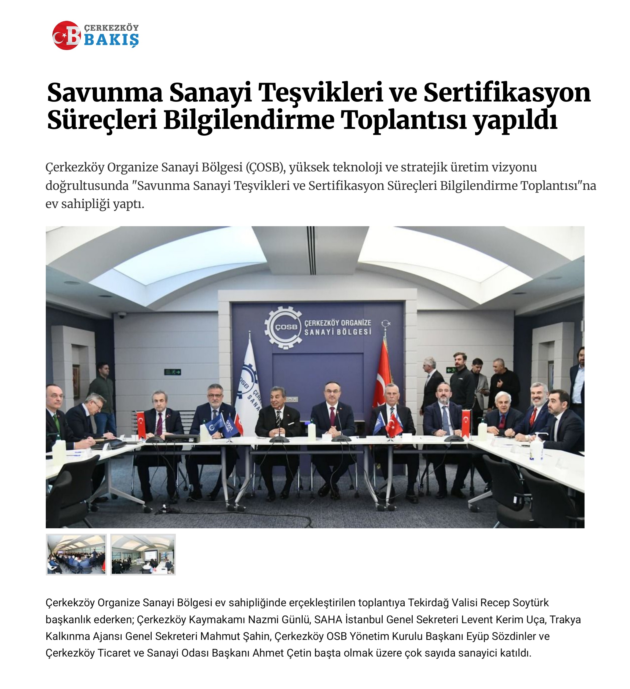 Savunma Sanayi Teşvikleri ve Sertifikasyon Süreçleri Bilgilendirme Toplantısı yapıldı