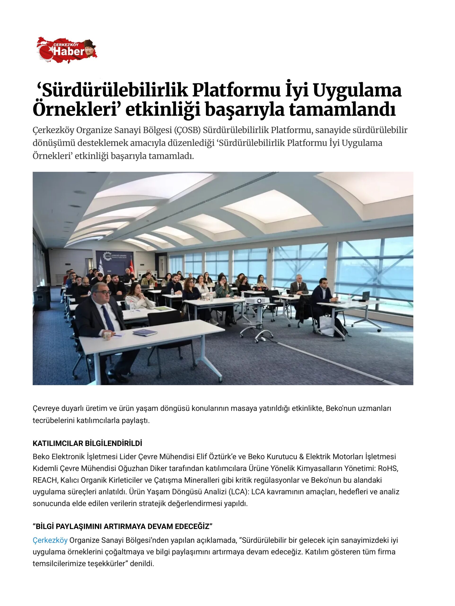 ‘Sürdürülebilirlik Platformu İyi Uygulama Örnekleri’ etkinliği başarıyla tamamlandı